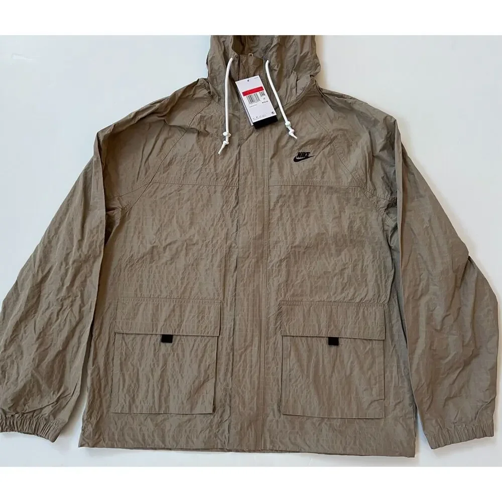 Nike Club Bowline Jacket Windbreaker Khaki Black FN3108-247 Men's Size L